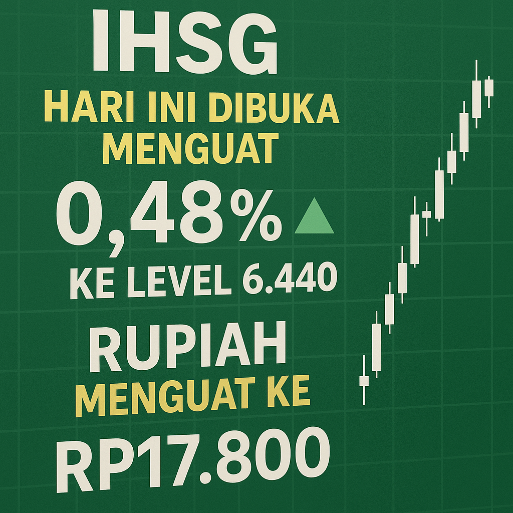 IHSG Hari Ini Dibuka Menguat 0,48% ke Level 6.440, Rupiah Menguat ke Rp17.800